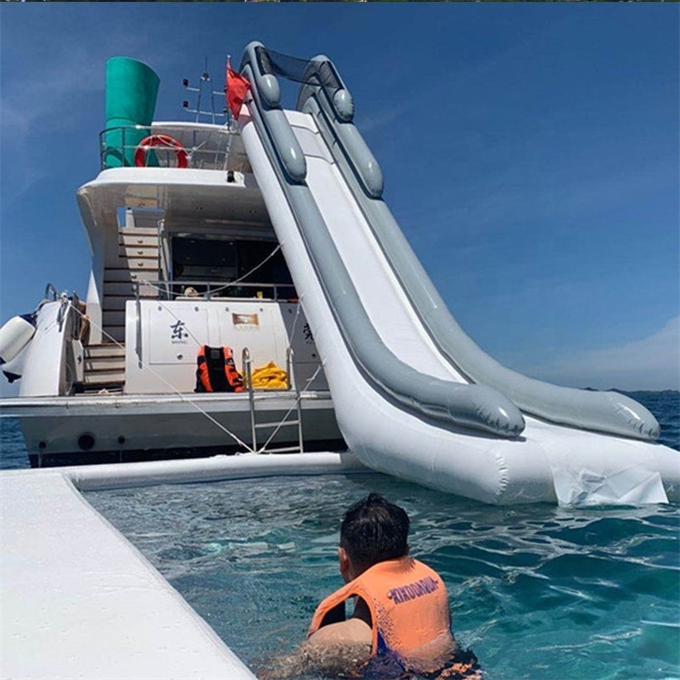 Customized Water Inflatables Yacht Boat Slide For Water Fun Floating Slide inflatable floating