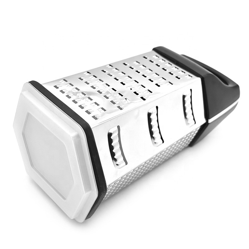 wholesale OEM custom New Design 6 Sides Stainless Steel Cheese Grater with Container Box Multipurpose 6- Sides Box Grater