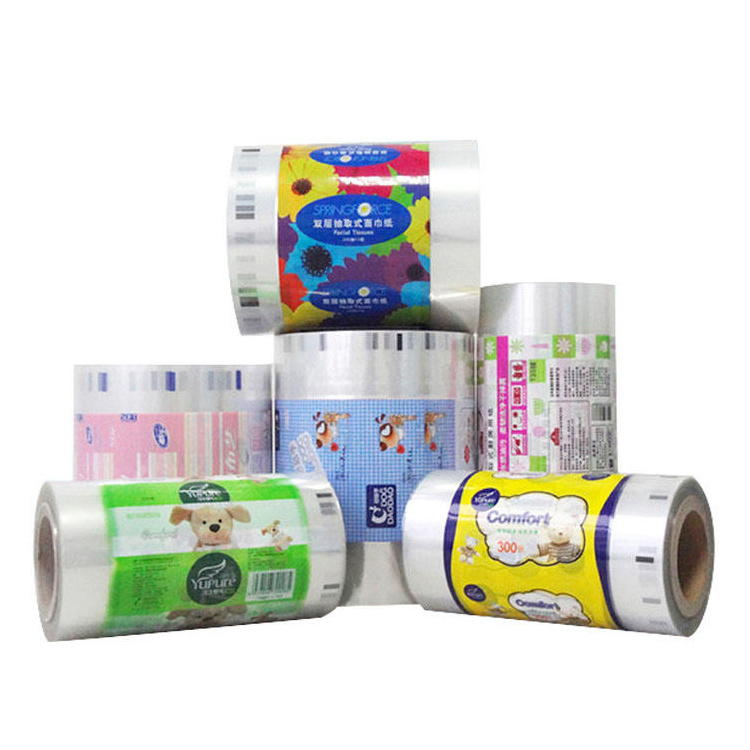 Custom Printed Logo Transparent Laminating Packing Plastic Roll Film For Toilet Paper/Tissue Packaging