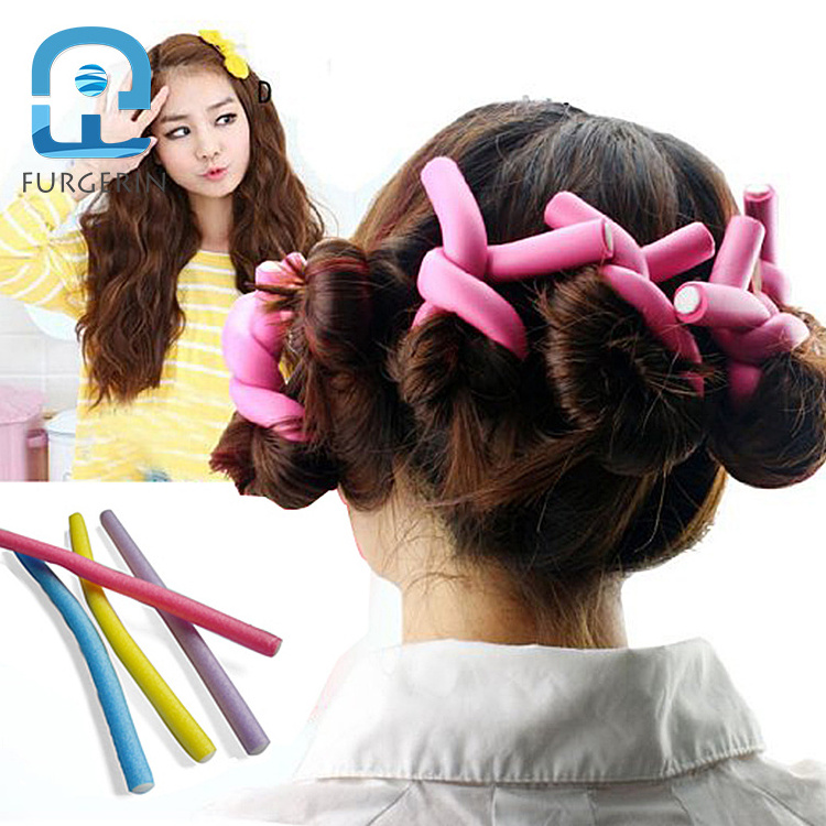 Alibaba Magic New Fashion Spiral Hair Foam Bendy Curler Roller Set Twist Curls Flex Rods Hair Roller Curler Stying Tool For Home