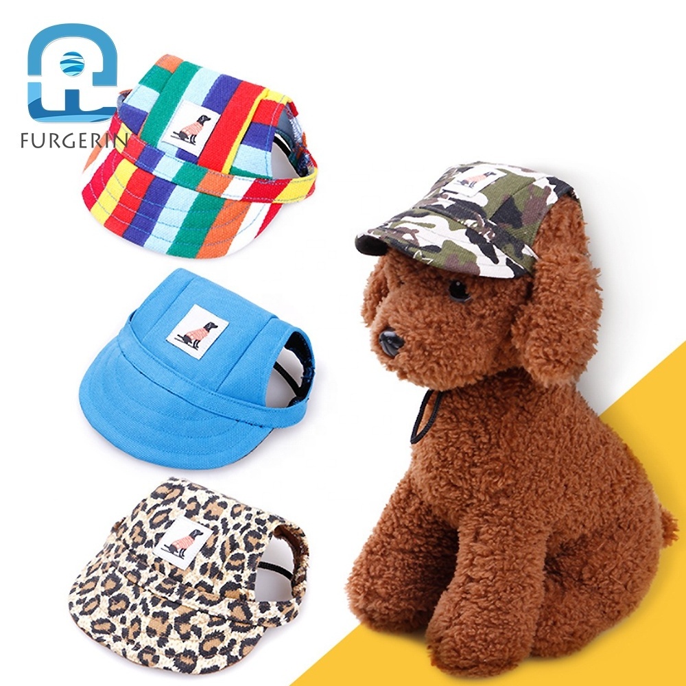 Dog Hat With Ear Holes Adjustable Summer Canvas Baseball Cap Dogs Sport Hat for Dogs and Cats