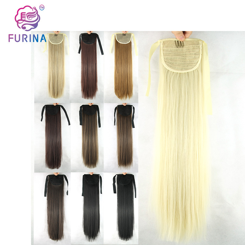 Drawstring straight clip in ponytail hair pieces synthetic ponytail hair extension for black women