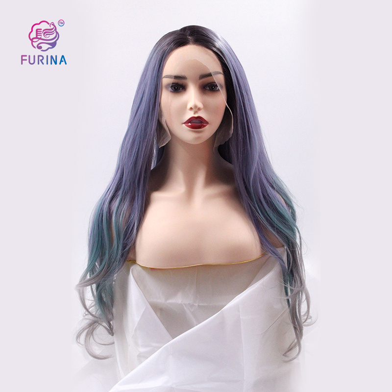 Wholesale Novel design japanese fiber wig ombre lace front wig for white women and students