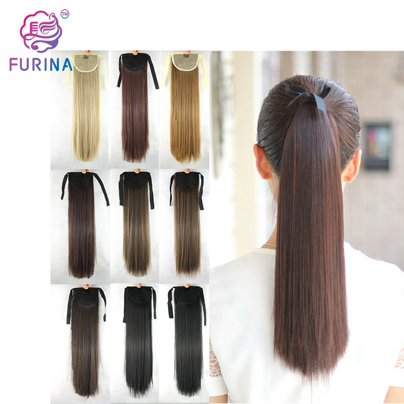 Drawstring straight clip in ponytail hair pieces synthetic ponytail hair extension for black women