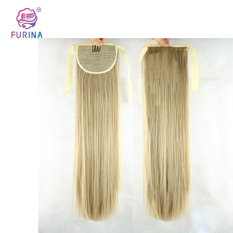 Drawstring straight clip in ponytail hair pieces synthetic ponytail hair extension for black women