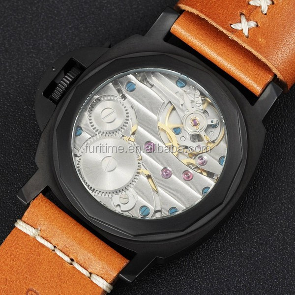 top sale for man leather water resistant watch seagull st19 visible movement mechanical watch accessories parts