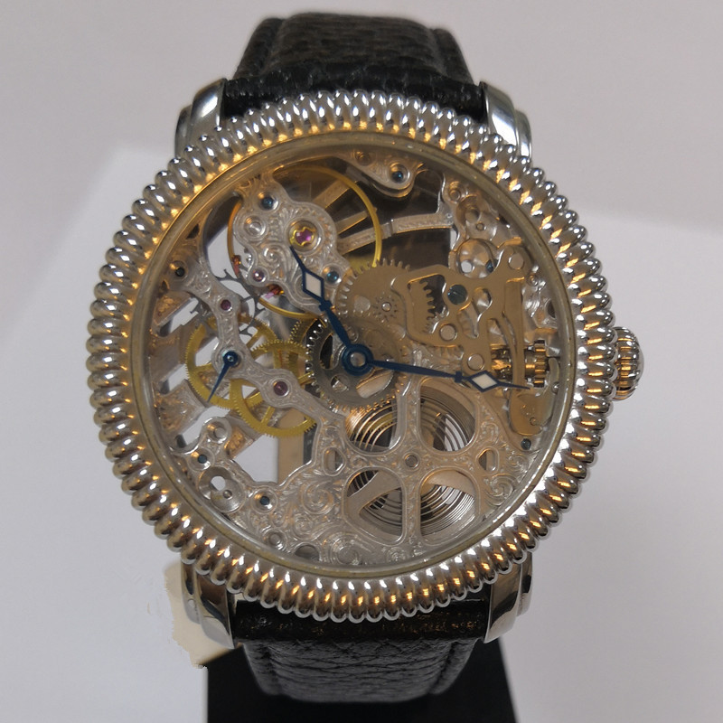 Skeleton Automatic Men Watch Caseback Mechanical Chronograph Wrist sea-gull watch