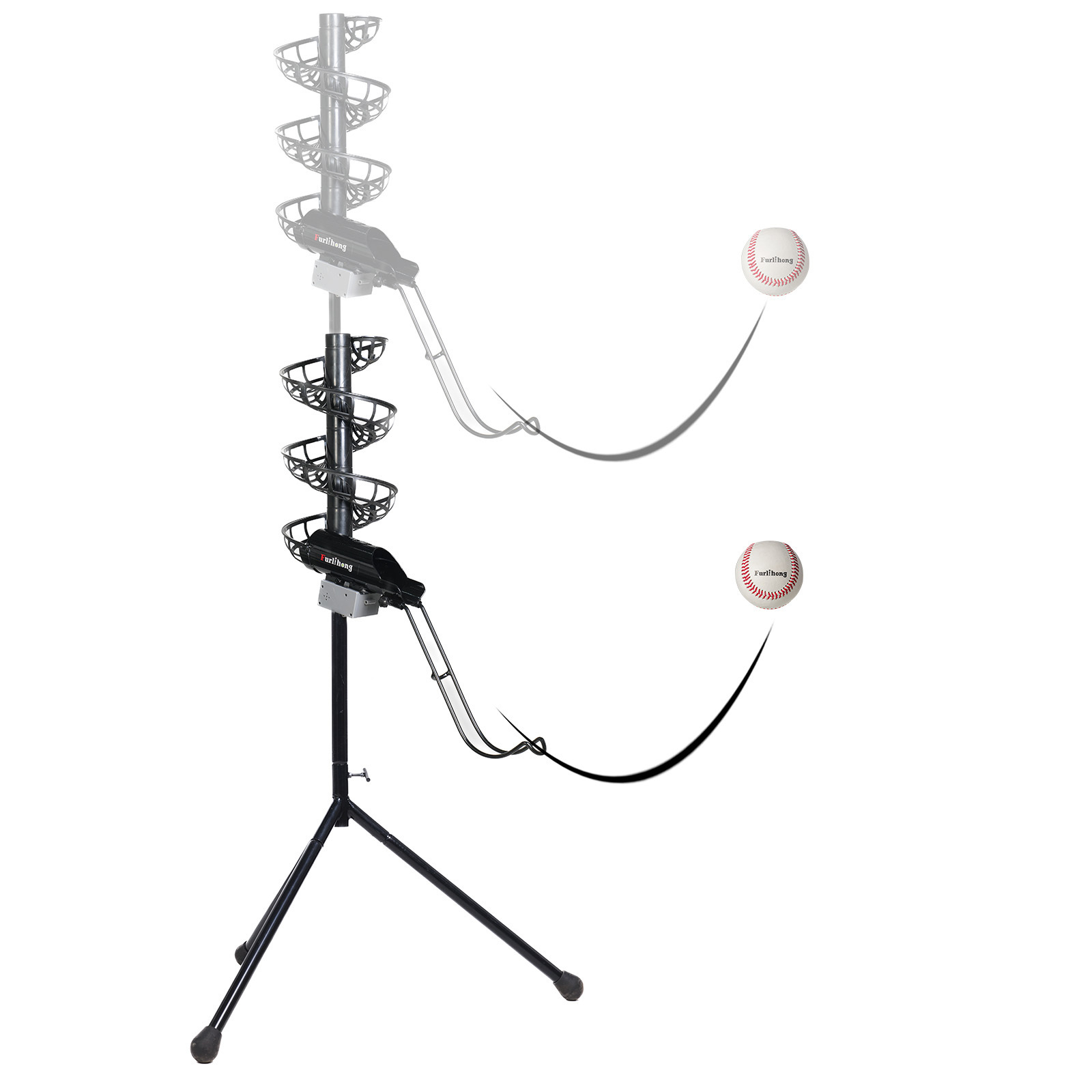 Furlihong 777BH-B 2 in 1 Automatic Baseball Pitching Machine Feeder and Soft Toss Trainer, Stable and Height Adjustable