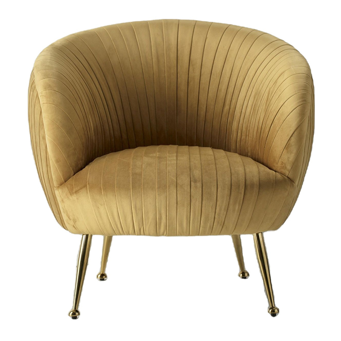 Retro upholstered home accent chair oversized chair velvet gold waiting chair