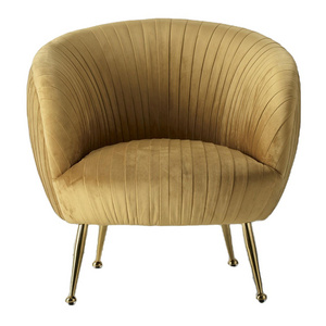 Retro upholstered home accent chair oversized chair velvet gold waiting chair