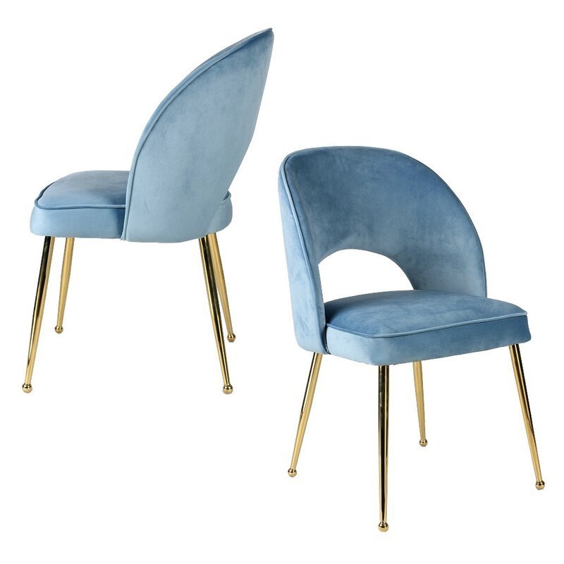 New Design House Furniture Velvet Dining Room Chair in Gold Metal Legs