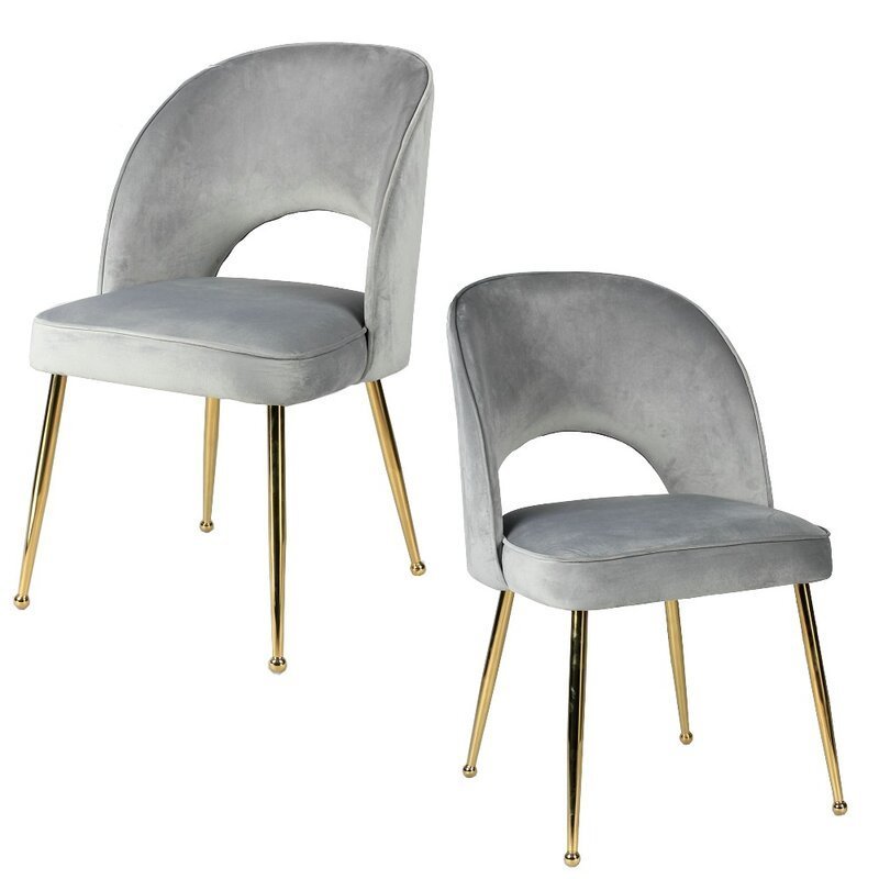 New Design House Furniture Velvet Dining Room Chair in Gold Metal Legs