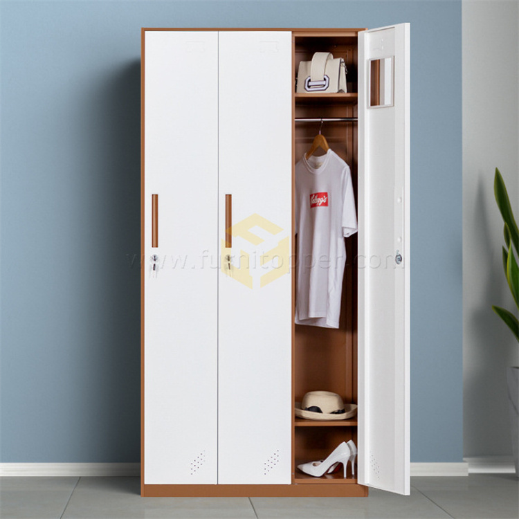 Factory Wholesale Steel Wardrobe Closet 3 Door Metal Steel Locker Clothes Storage Cabinet