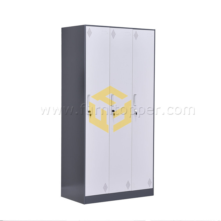 Factory Wholesale Steel Wardrobe Closet 3 Door Metal Steel Locker Clothes Storage Cabinet