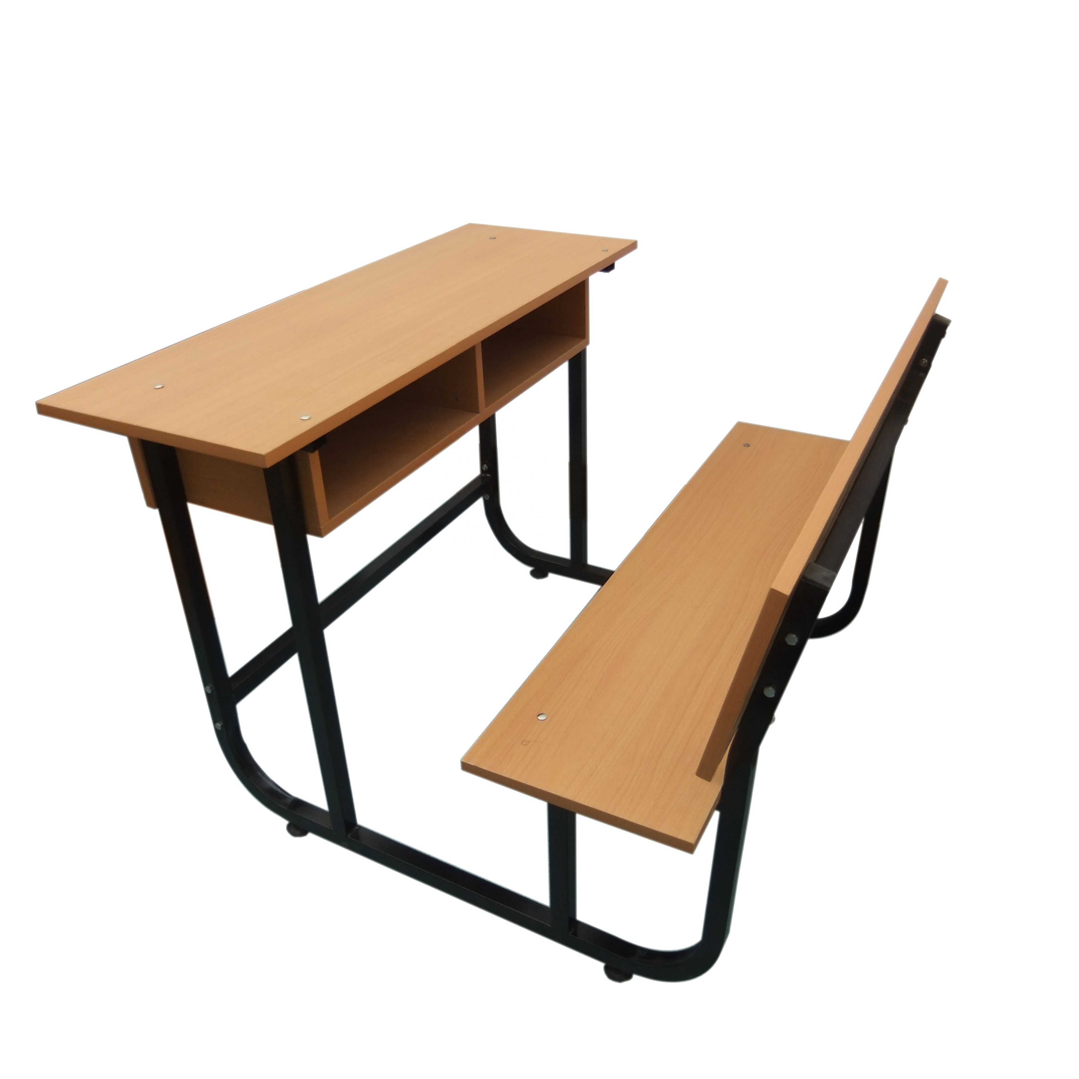 Middle School Classroom University Study Room Wood School Table and Chair Sets Double Desk and Bench