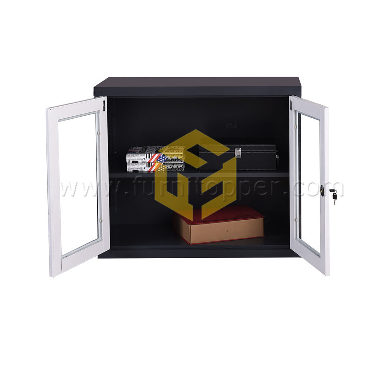 Home Office Glass Door Metal Storage Cabinet Locking Steel Display Curio Cabinet