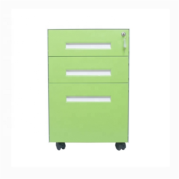 Office Desk Side Steel Removable File Cabinet Narrow Edge Multiple Color 3 Drawer Metal Mobile Pedestal Cabinet