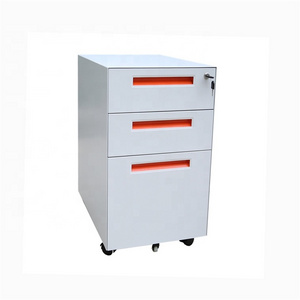 Office Desk Side Steel Removable File Cabinet Narrow Edge Multiple Color 3 Drawer Metal Mobile Pedestal Cabinet