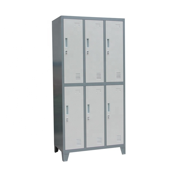 Workshop 6 Door Industrial Steel Locker Cabinet Metal Locker Wardrobe Storage with Hanging Bars