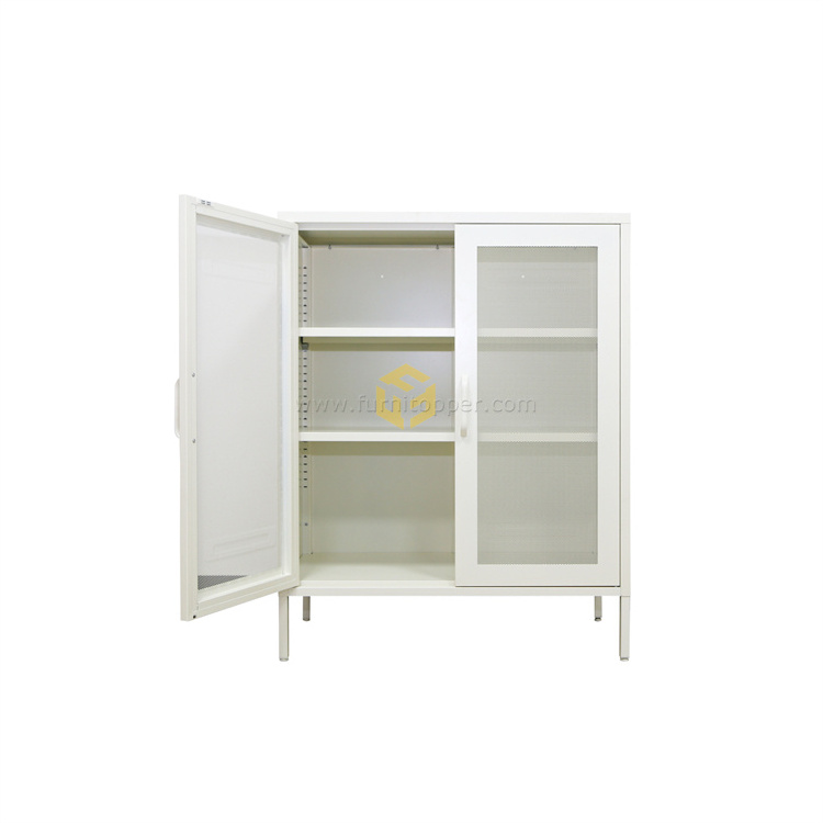 Nordic Dining Room Metal Storage Locker Living Room Steel Tea Cabinet With Adjustable Shelves