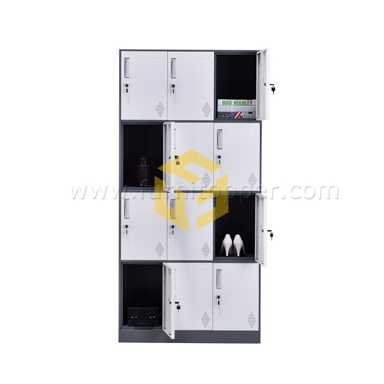 Stadium Gym School  Iron 12 Doors Storage Locker Garage Organizer Steel Cabinet Locker Metal Closet Worker Locker