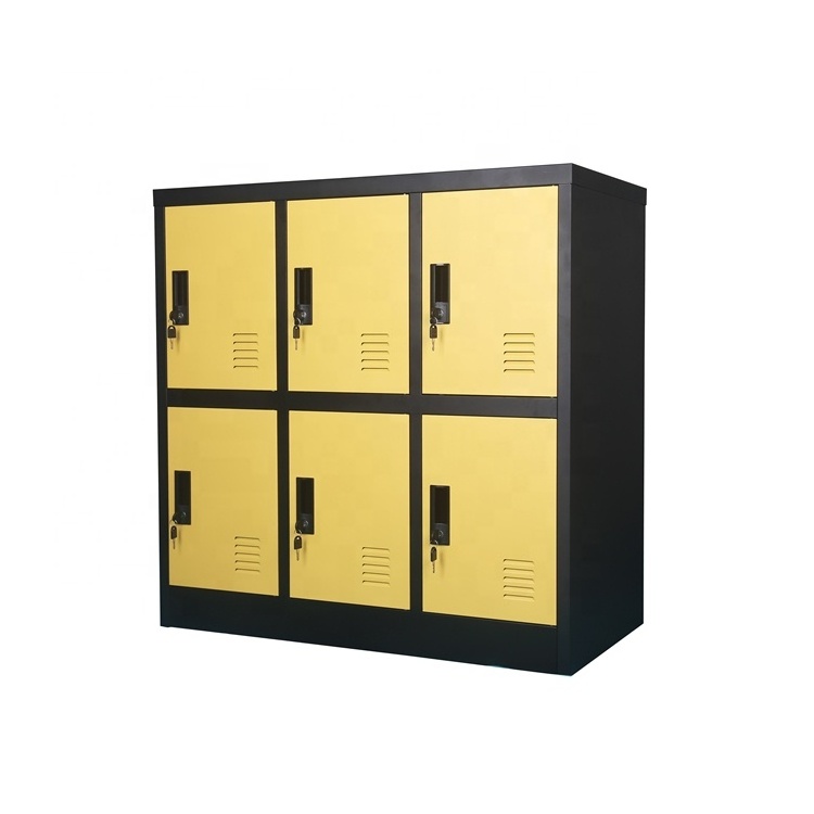 6 Door Steel Mini Storage Locker Children Room Storage Cabinet Office Small Stuff Storage Metal Low Cabinet