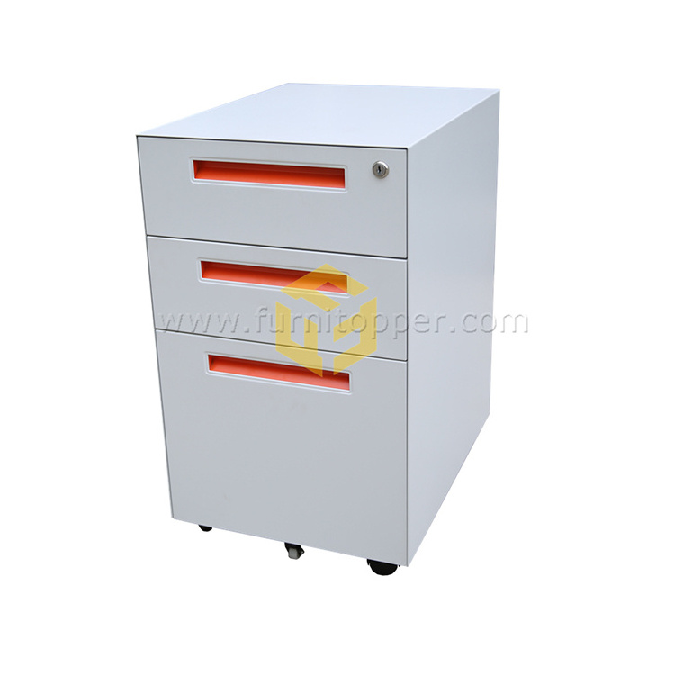 Office Desk Side Steel Removable File Cabinet Narrow Edge Multiple Color 3 Drawer Metal Mobile Pedestal Cabinet