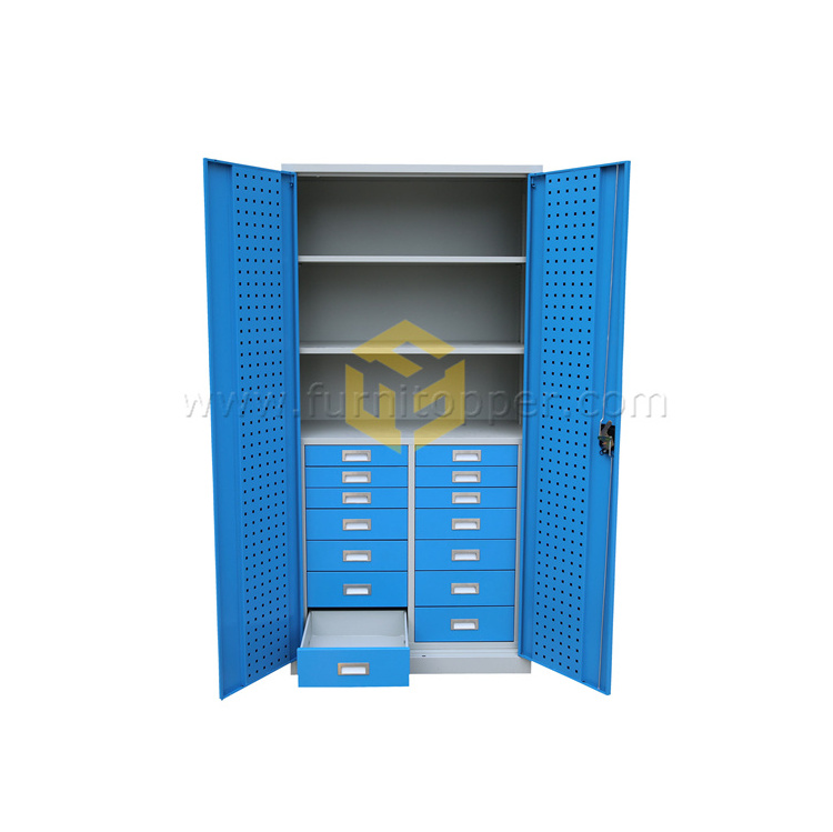 Heavy Duty Steel Tool Storage Cabinet with Drawers and Shelves Garage Workshop Metal Tools Cabinet