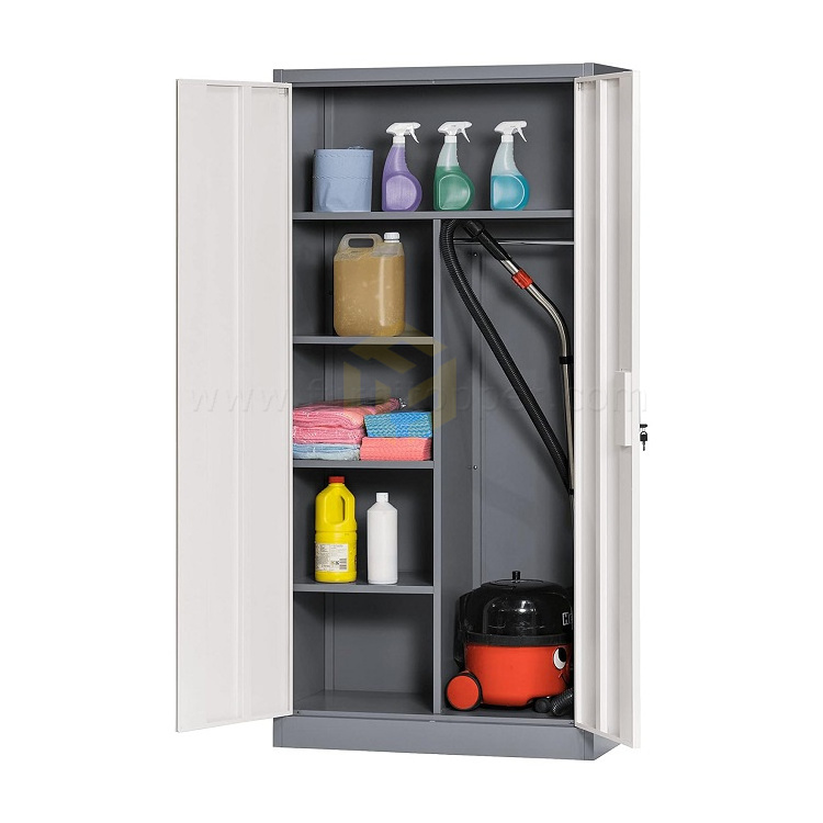 Office Garage Utility Room Lockable Metal Cleaning Cupboard Broom Cabinet Steel Cupboard for Cleaning Supplies