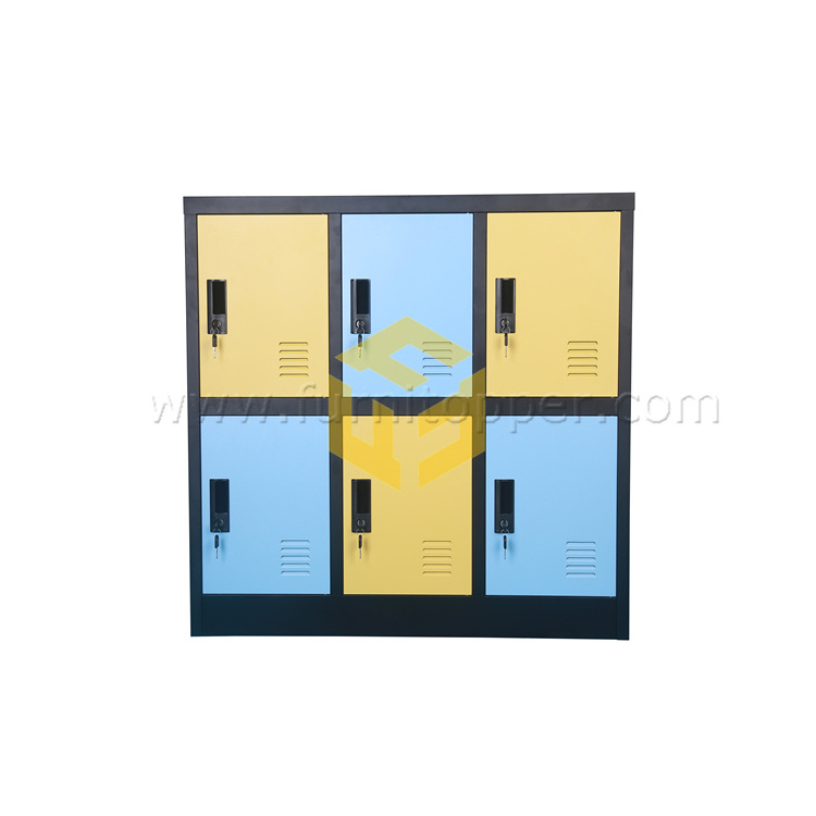 6 Door Steel Mini Storage Locker Children Room Storage Cabinet Office Small Stuff Storage Metal Low Cabinet