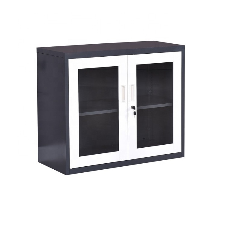 Home Office Glass Door Metal Storage Cabinet Locking Steel Display Curio Cabinet