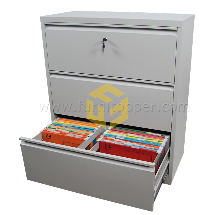 Office Storage Organizer 3 Drawer Steel File Cabinet Lateral Metal Cabinet for Legal/Letter A4 File