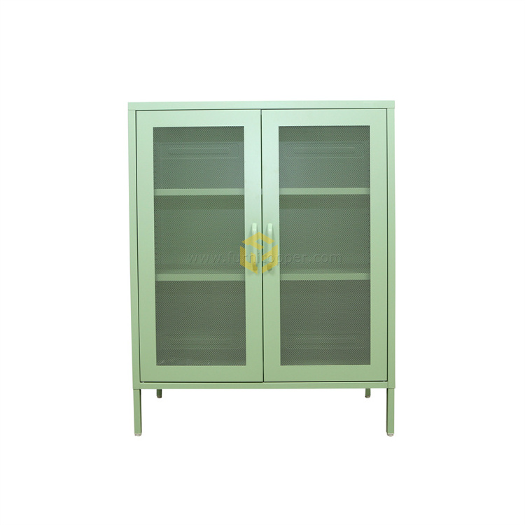 Nordic Dining Room Metal Storage Locker Living Room Steel Tea Cabinet With Adjustable Shelves