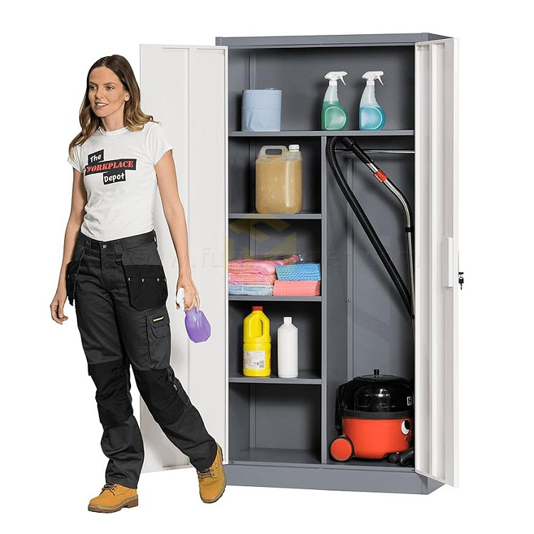 Utility Chemical Metal Storage Cupboard Steel Cleaning Supplies Cabinet Reinigungsaufbewahrung Besenschrank