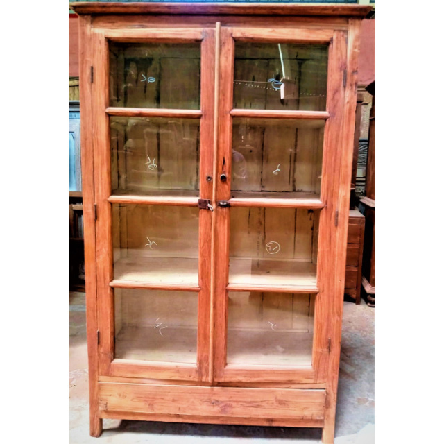 Vintage Furniture TWO Glass Door Wardrobe Cabinet Wooden Wardrobe Cabinet Bedroom Furniture Home Furniture Solid Wood Closet