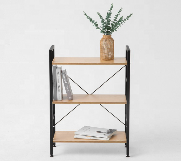 Wholesale Small Open Storage Rack Commercial 3 Shelf Office Wooden Bookshelf for Bedroom