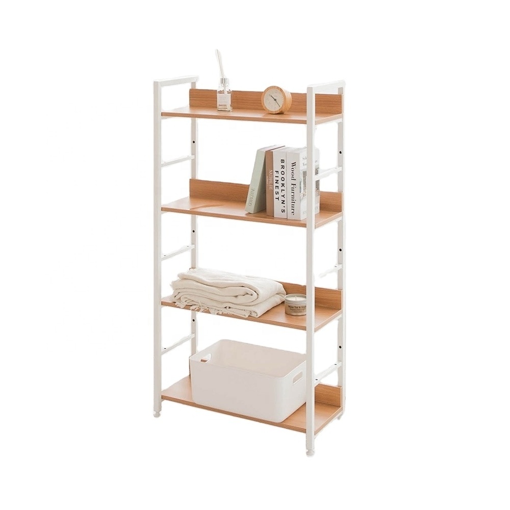 Wholesale Modern 4 Tier Commercial Classroom White Wooden Bookshelves Bookcases for Living Room Kitchen Dining Home Furniture