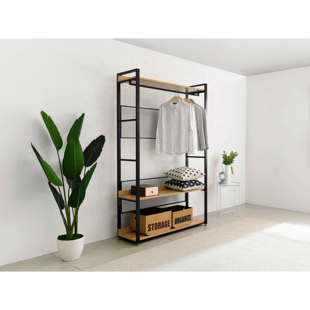 Modern Style Coat Rack & Entryway Organizer Manufacturer's Black Color Multi-Function Hatstand with Shoe Shelf Wardrobes Item