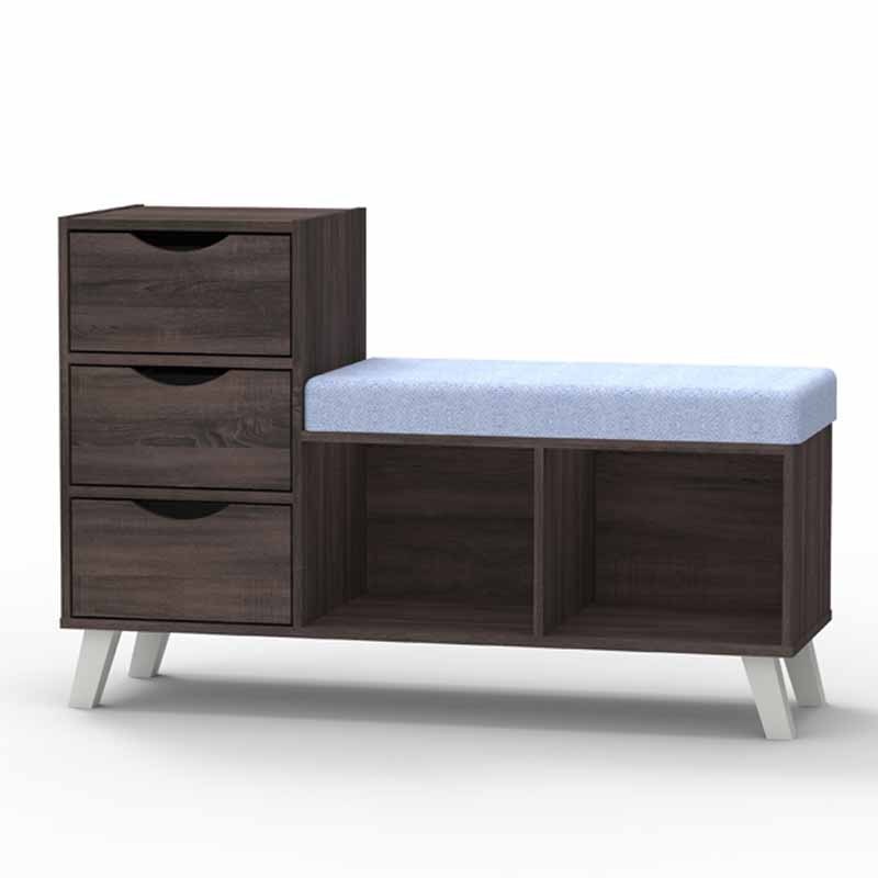 Hallway Modern Storage Shoe Cabinet with 3 Drawer & Soft Cushion Convenient Side Drawer and Bottom Storage 2558