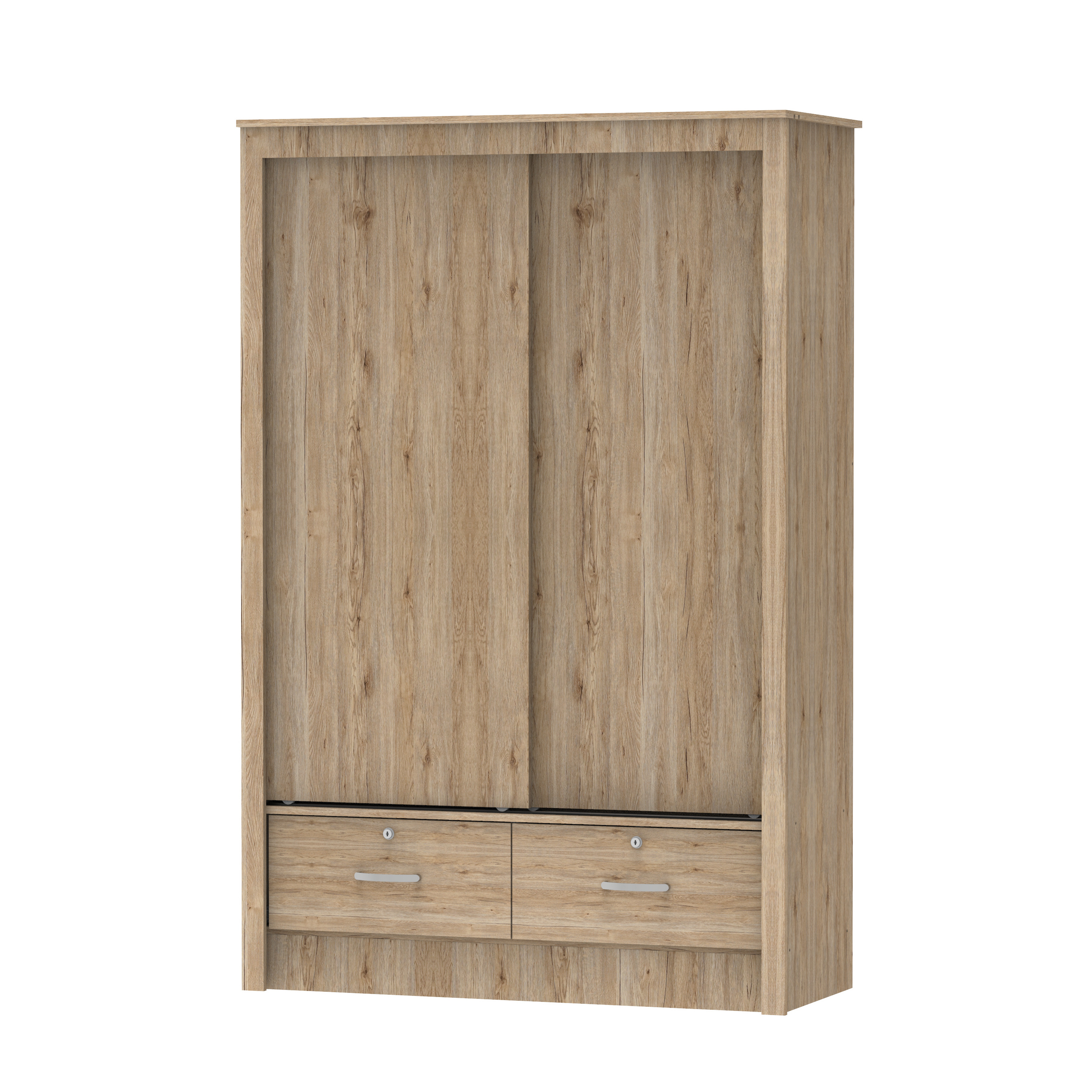 Large Space Big Capacity Hanging Area Sliding Door Wood Wardrobe Clothes Wooden Cabinet Made in Malaysia 1237