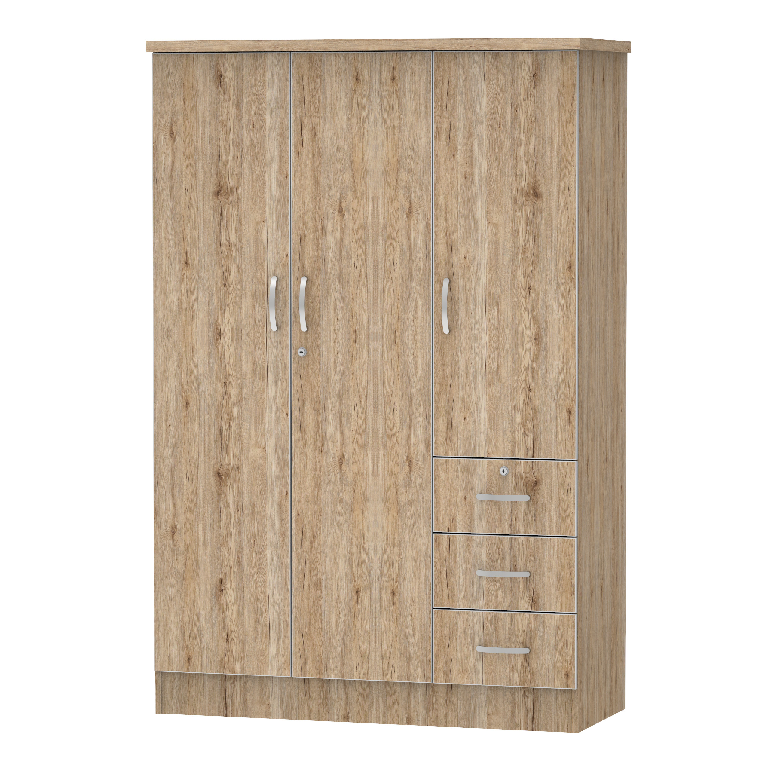 Easy Installation High Quality 3 Doors 3 Drawers Big Hanging Space Large Shelf Malaysia Made Furniture 1256