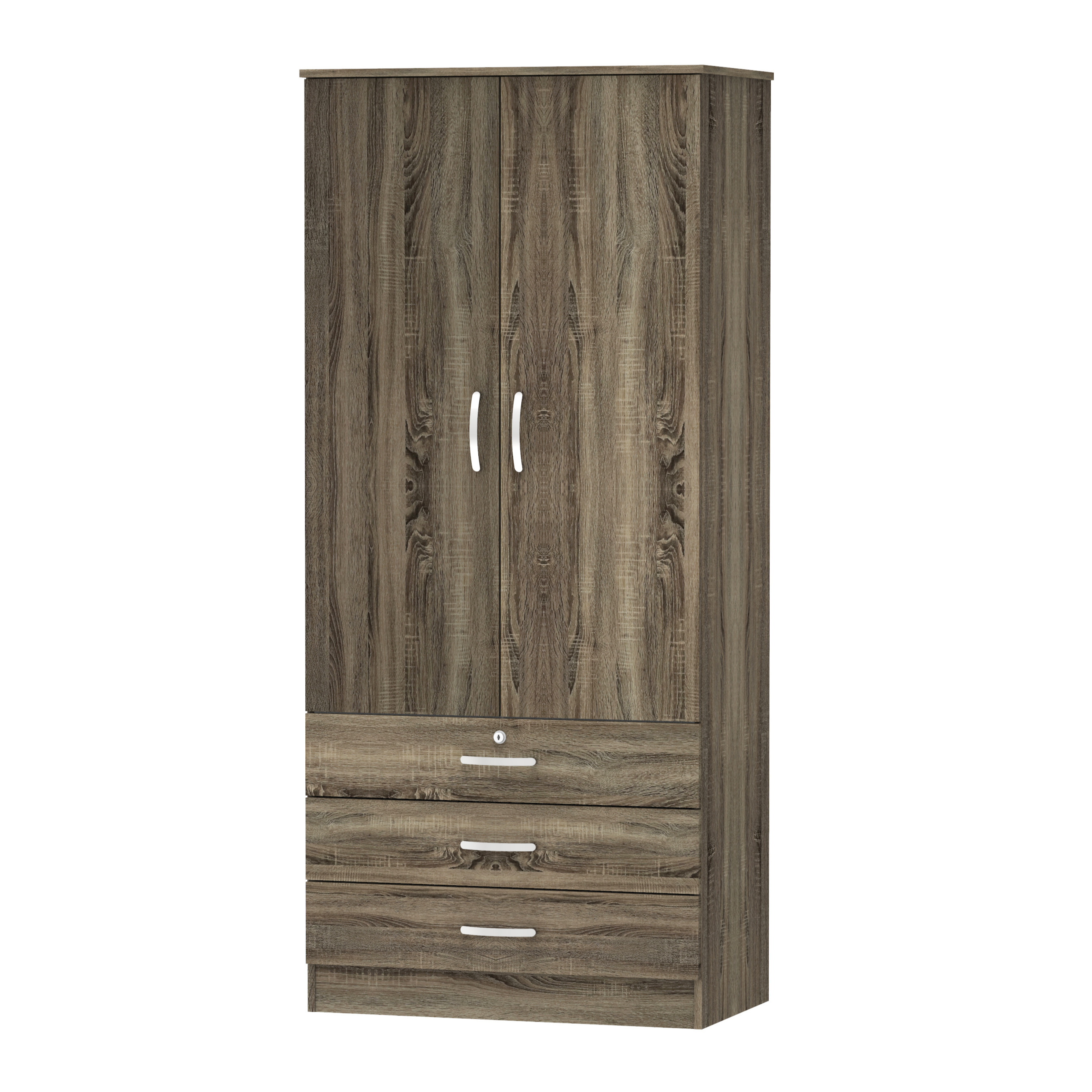 Hot Selling Standard Size 2 Door 3 Drawers Wardrobe Made In Malaysia 1202