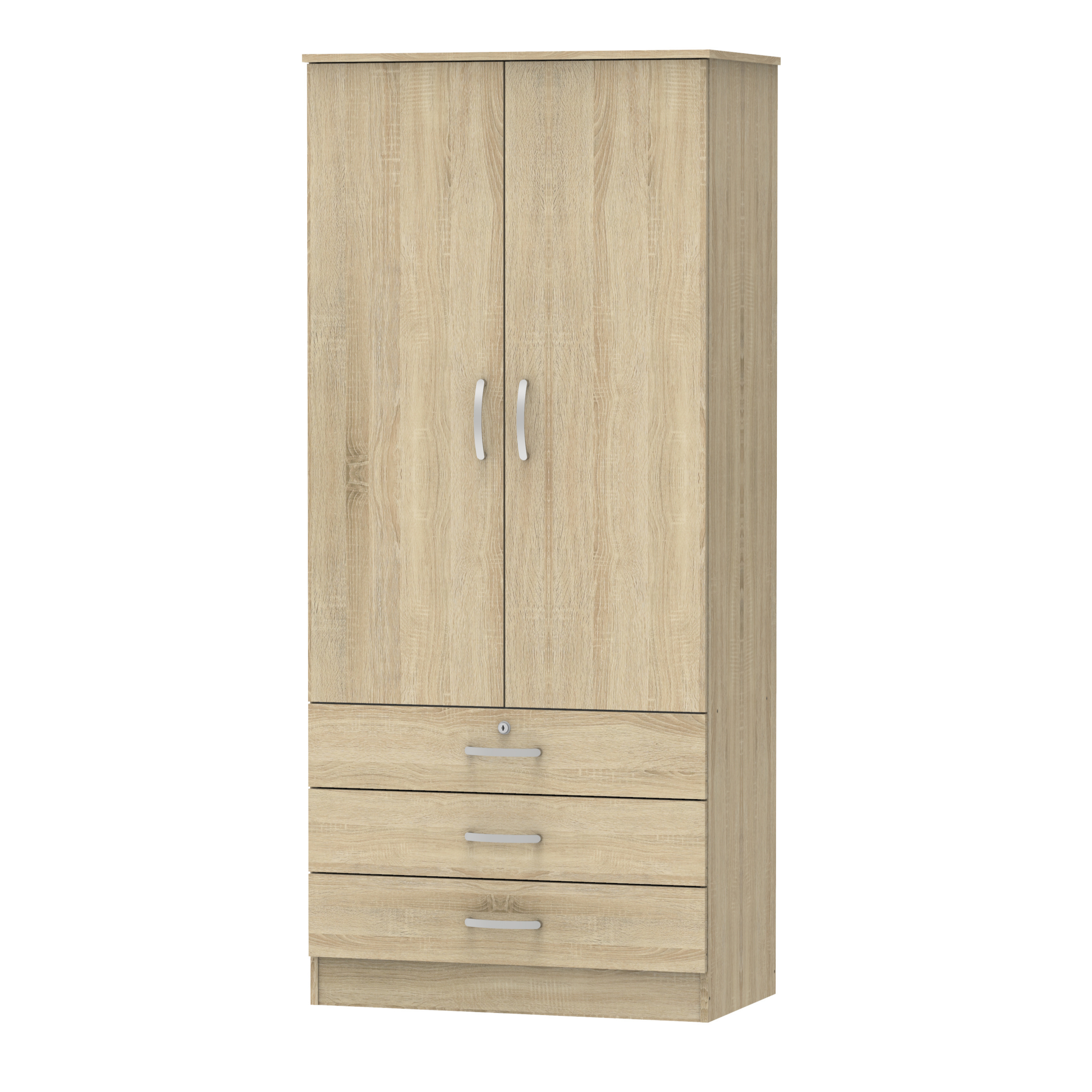 Hot Selling Standard Size 2 Door 3 Drawers Wardrobe Made In Malaysia 1202