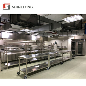 Shinelong Stainless Steel Kitchen Supplies Work Table / Sink / Cabinet / Hood / Floor Drain Restaurant Kitchen Equipment