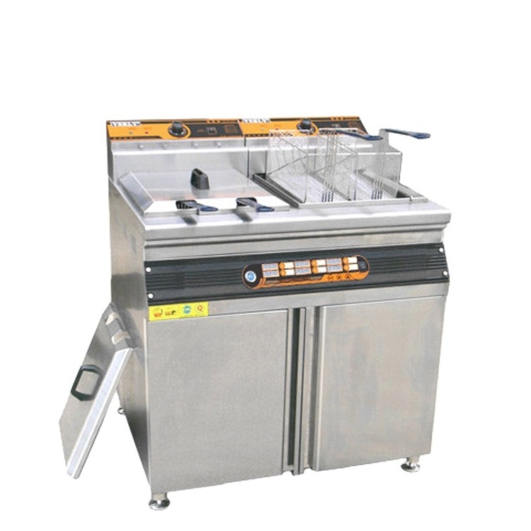 Commercial Freestanding Fish and Chips 1-Tank 2-Basket Automatic Deep Fryer