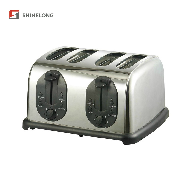 4 Slice Bread Toaster Stainless Steel Electric Automatic matic Pop-Up Breakfast Sandwich Toaster