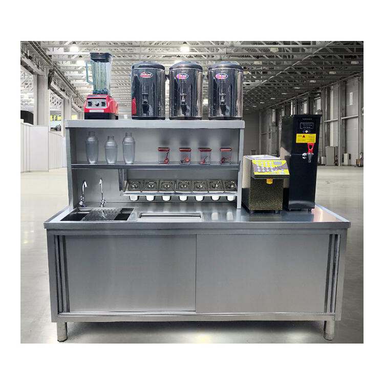 Stainless Steel Cocktail Bar Counter Customization Milk Tea Shop Counter Design Equipment Bubble Tea Counter