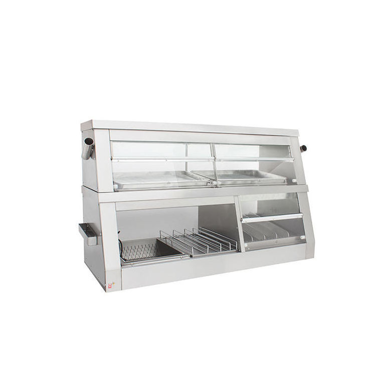 Commercial Food Display Warmer Showcase Stainless Steel Hot Food Display Warmer