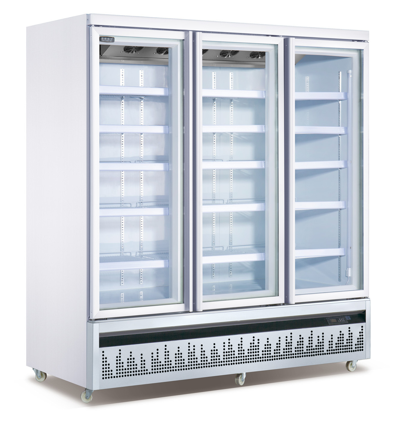 Factory WholeSale High Quality Meat Beverage Upright Glass 3-Door Display Cooler