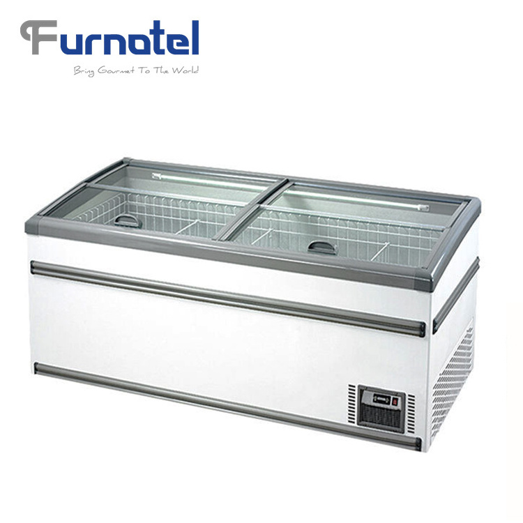 Commercial Glass Door Chiller Refrigerator Island Showcase Freezer Display Refrigerator